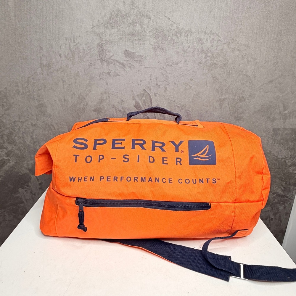 Sperry Top-Sider Duffle Backpack Unisex OS Orange Canvas Nautical Roll Top Bag